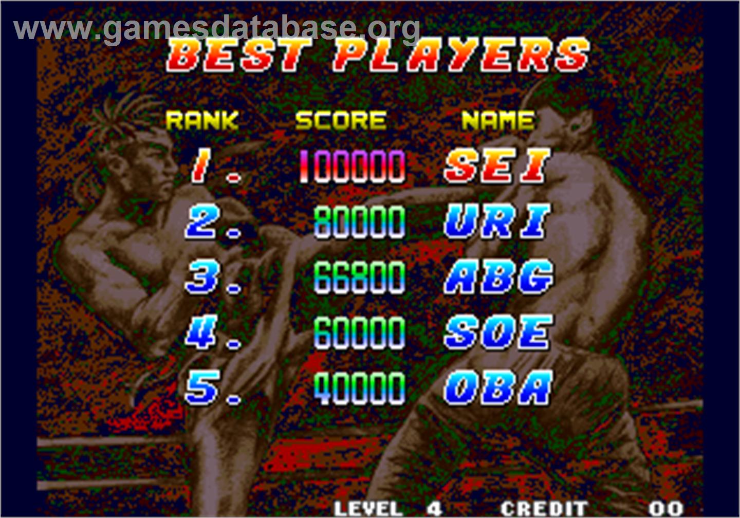 Fatal Fury 2 / Garou Densetsu 2 - arata-naru tatakai - Arcade - Artwork - High Score Screen