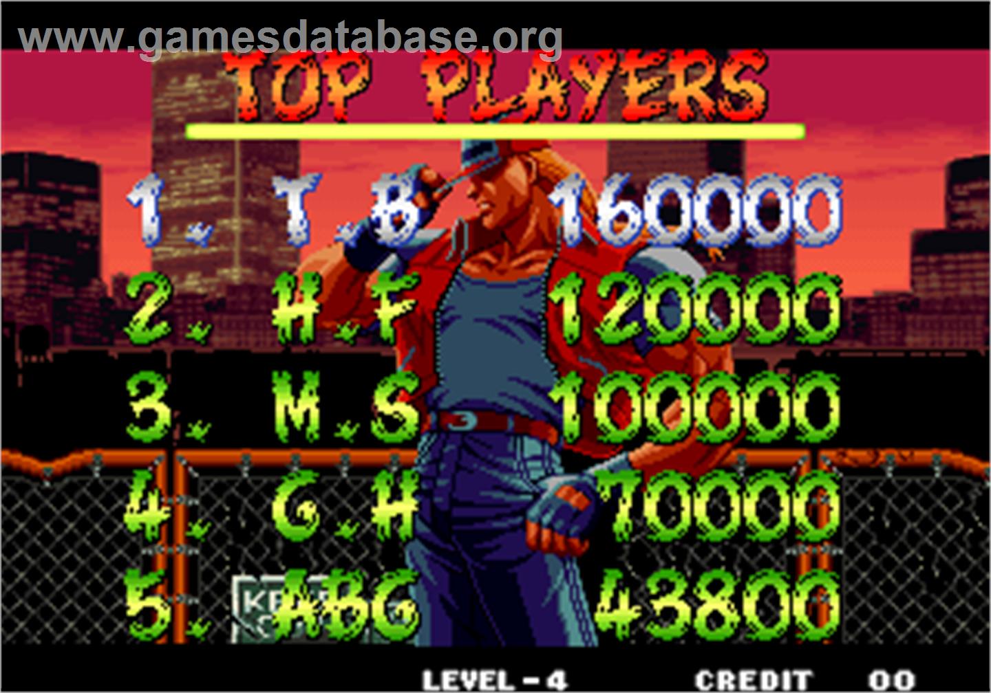 Fatal Fury 3 - Road to the Final Victory / Garou Densetsu 3 - haruka-naru tatakai - Arcade - Artwork - High Score Screen