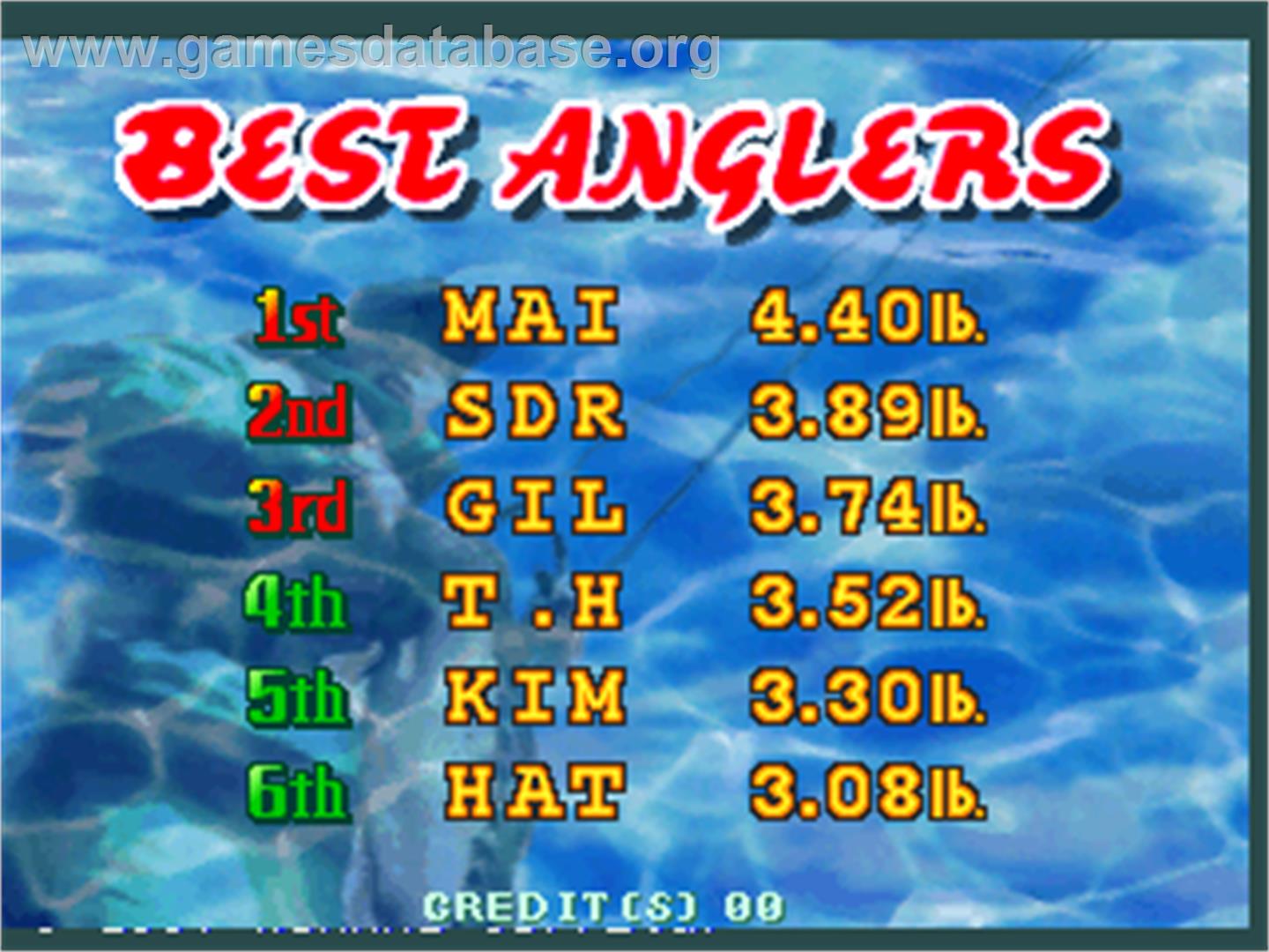 Fisherman's Bait 2 - A Bass Challenge - Arcade - Artwork - High Score Screen