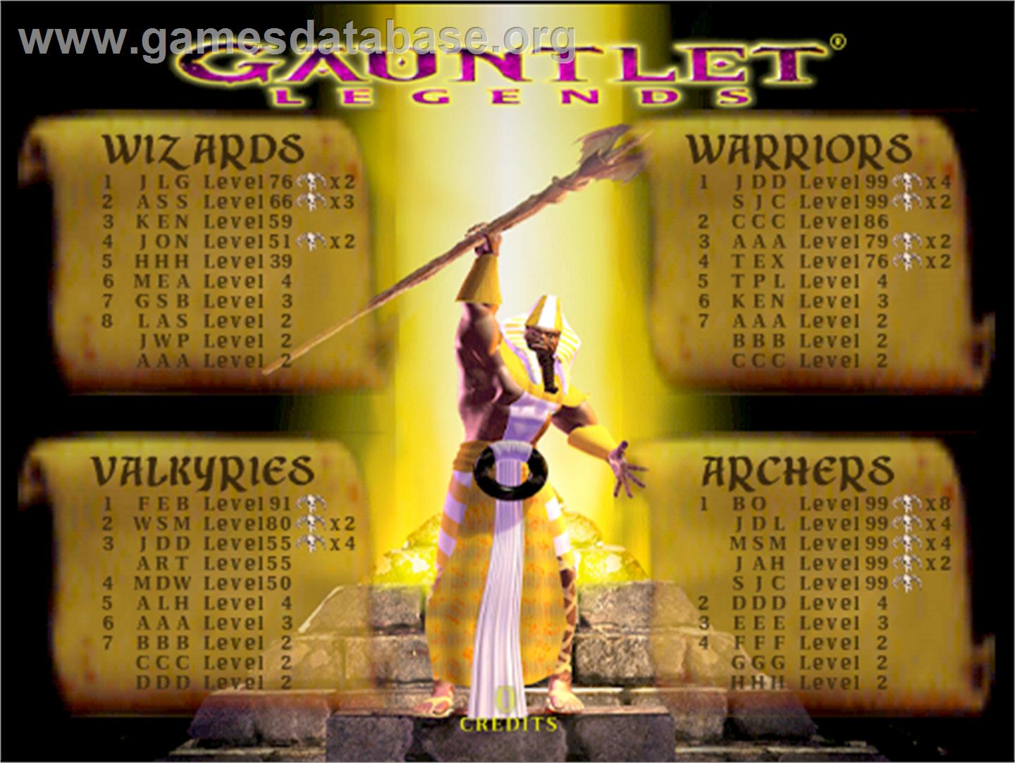 Gauntlet Legends - Arcade - Artwork - High Score Screen