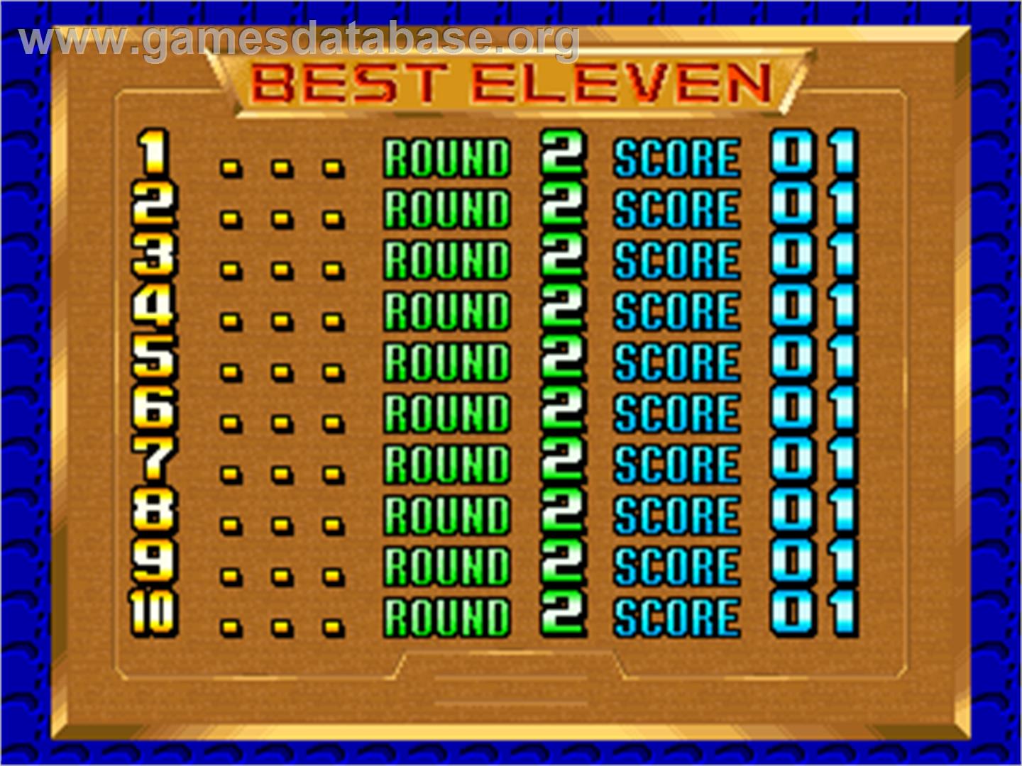 Goal! '92 - Arcade - Artwork - High Score Screen