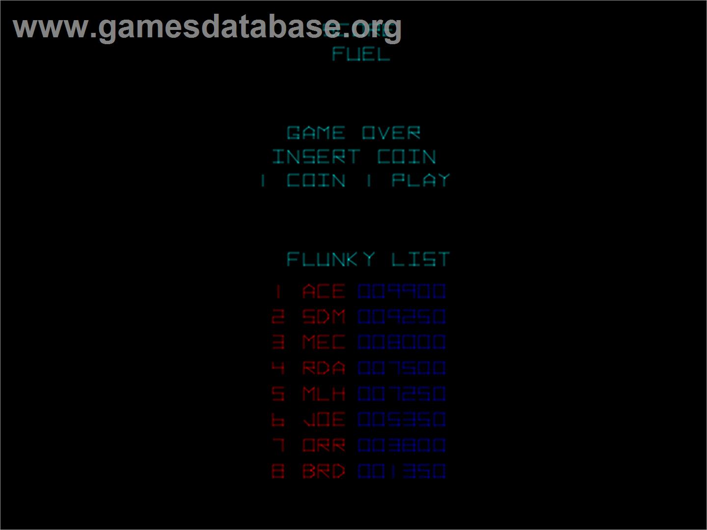 Gravitar - Arcade - Artwork - High Score Screen