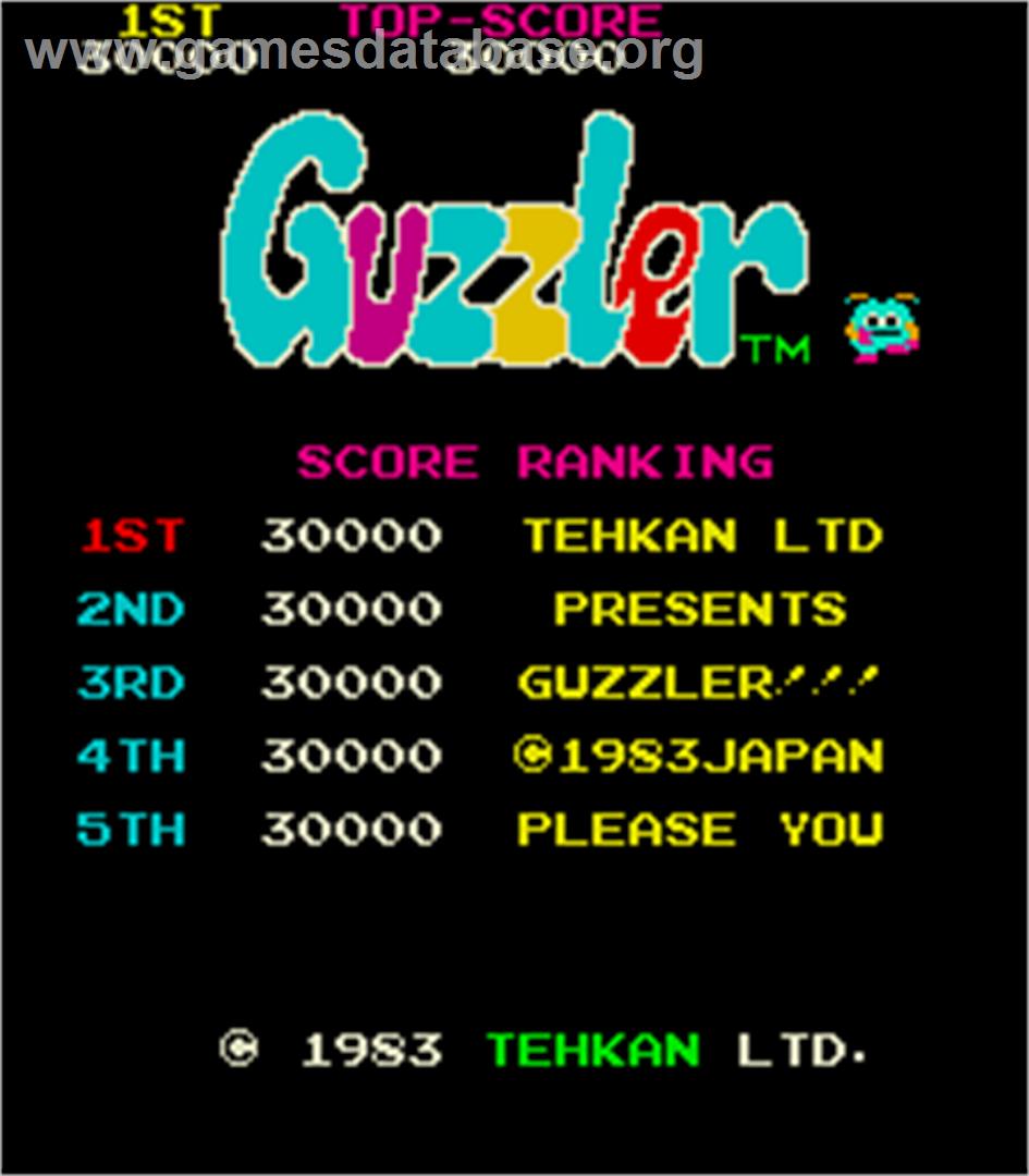 Guzzler - Arcade - Artwork - High Score Screen
