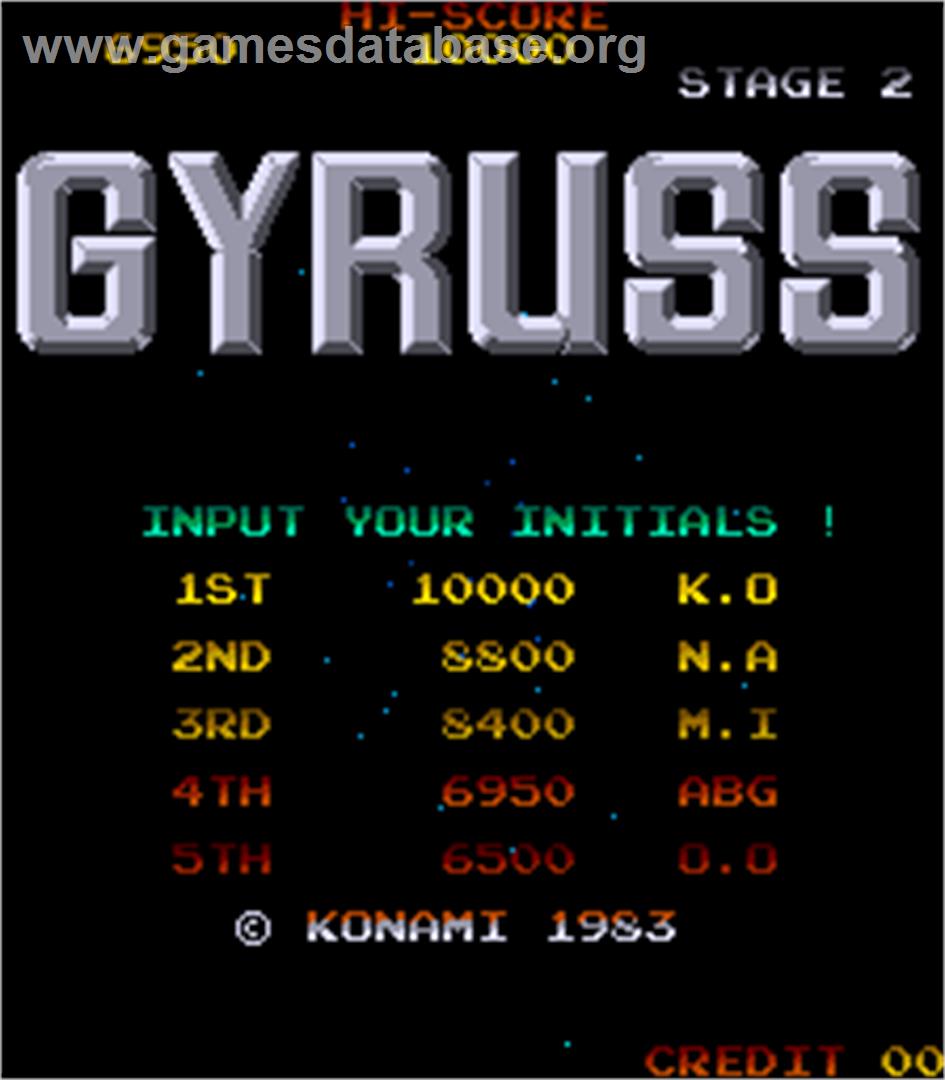 Gyruss - Arcade - Artwork - High Score Screen