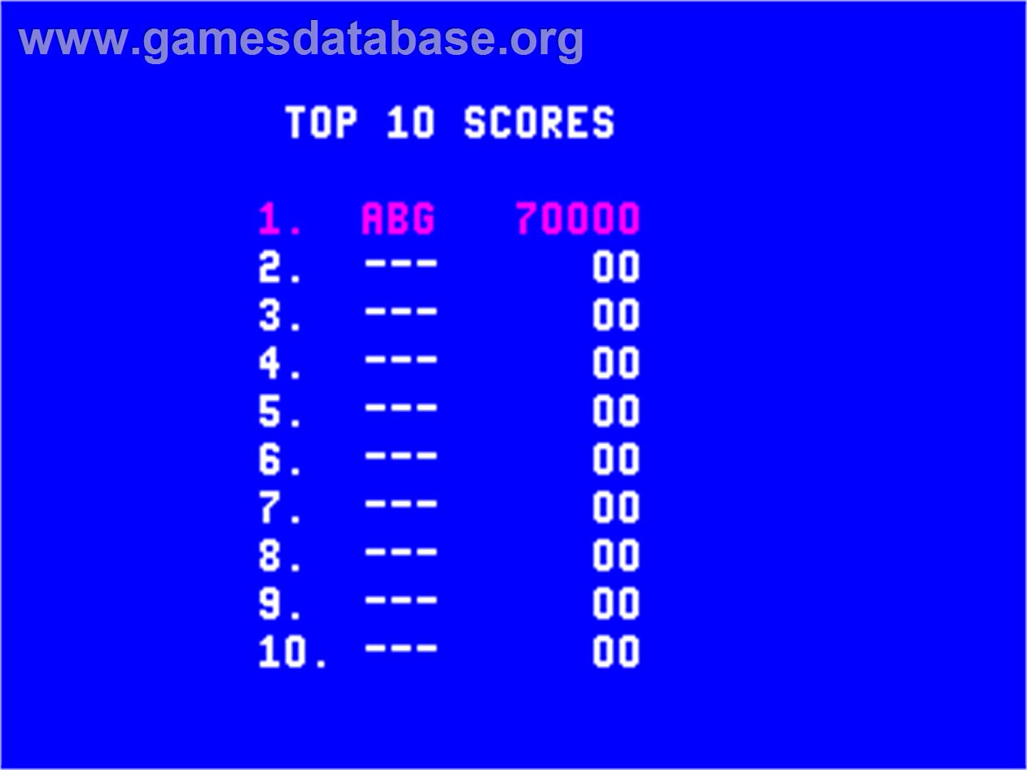 Hangman - Arcade - Artwork - High Score Screen