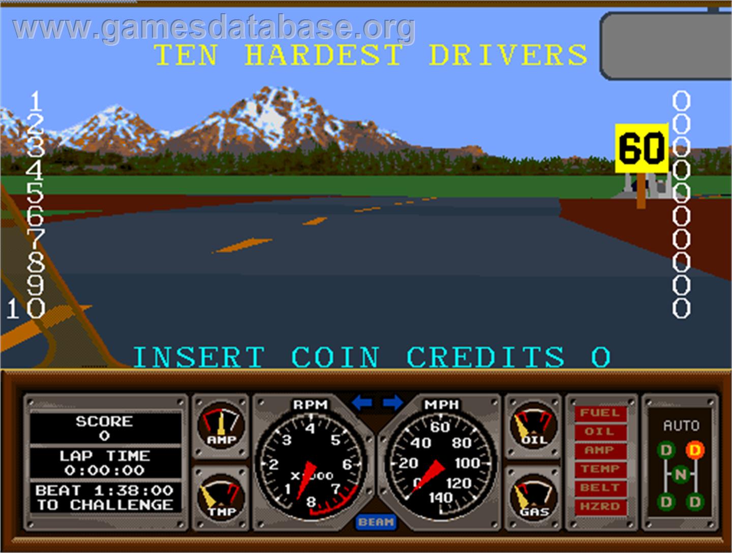 Hard Drivin' - Arcade - Artwork - High Score Screen