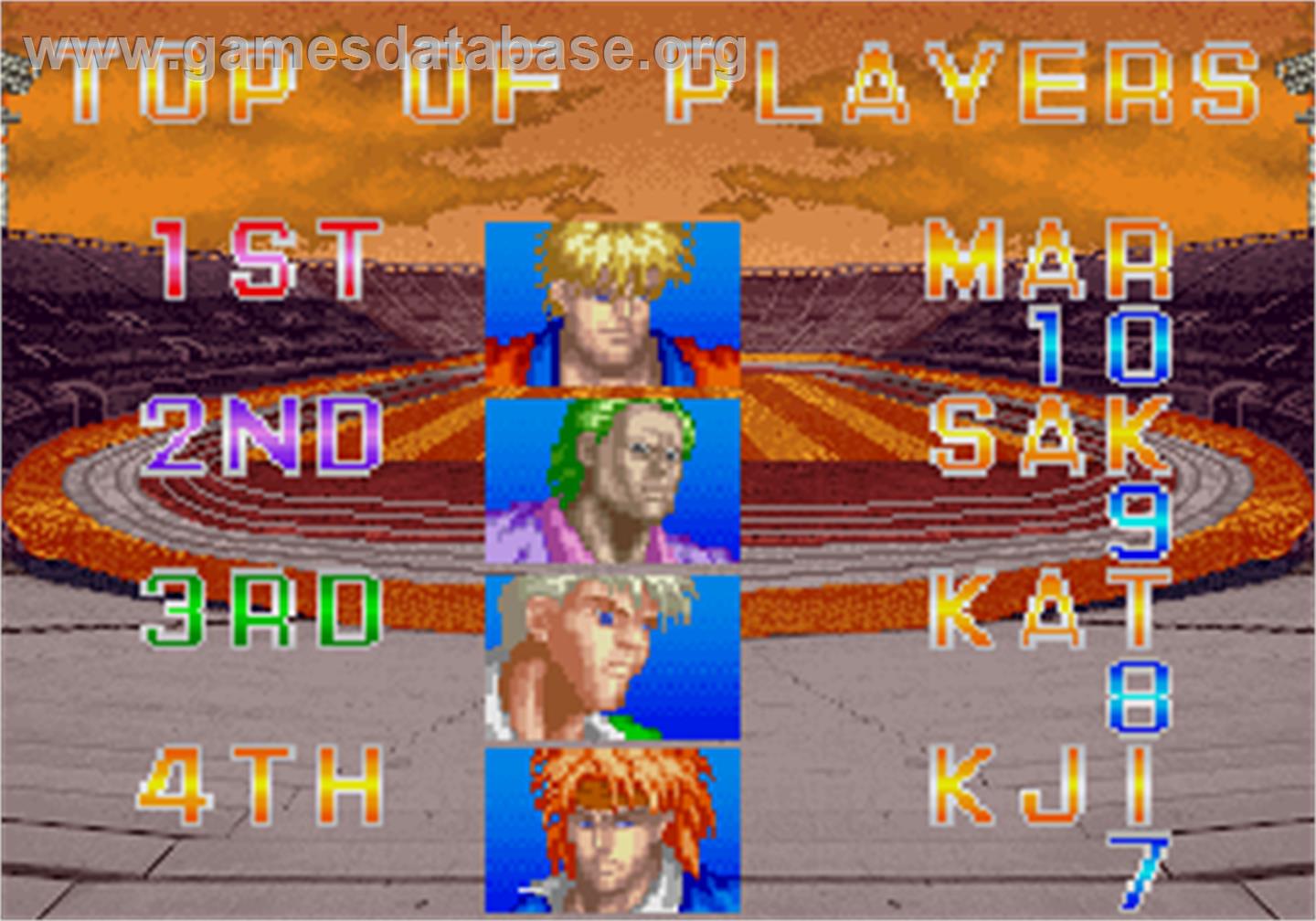 Hat Trick Hero '94 - Arcade - Artwork - High Score Screen