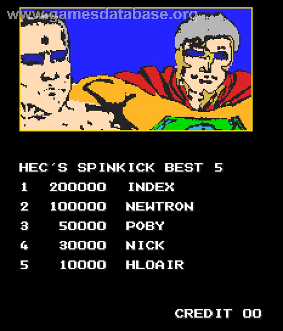 Hec's Spinkick - Arcade - Artwork - High Score Screen