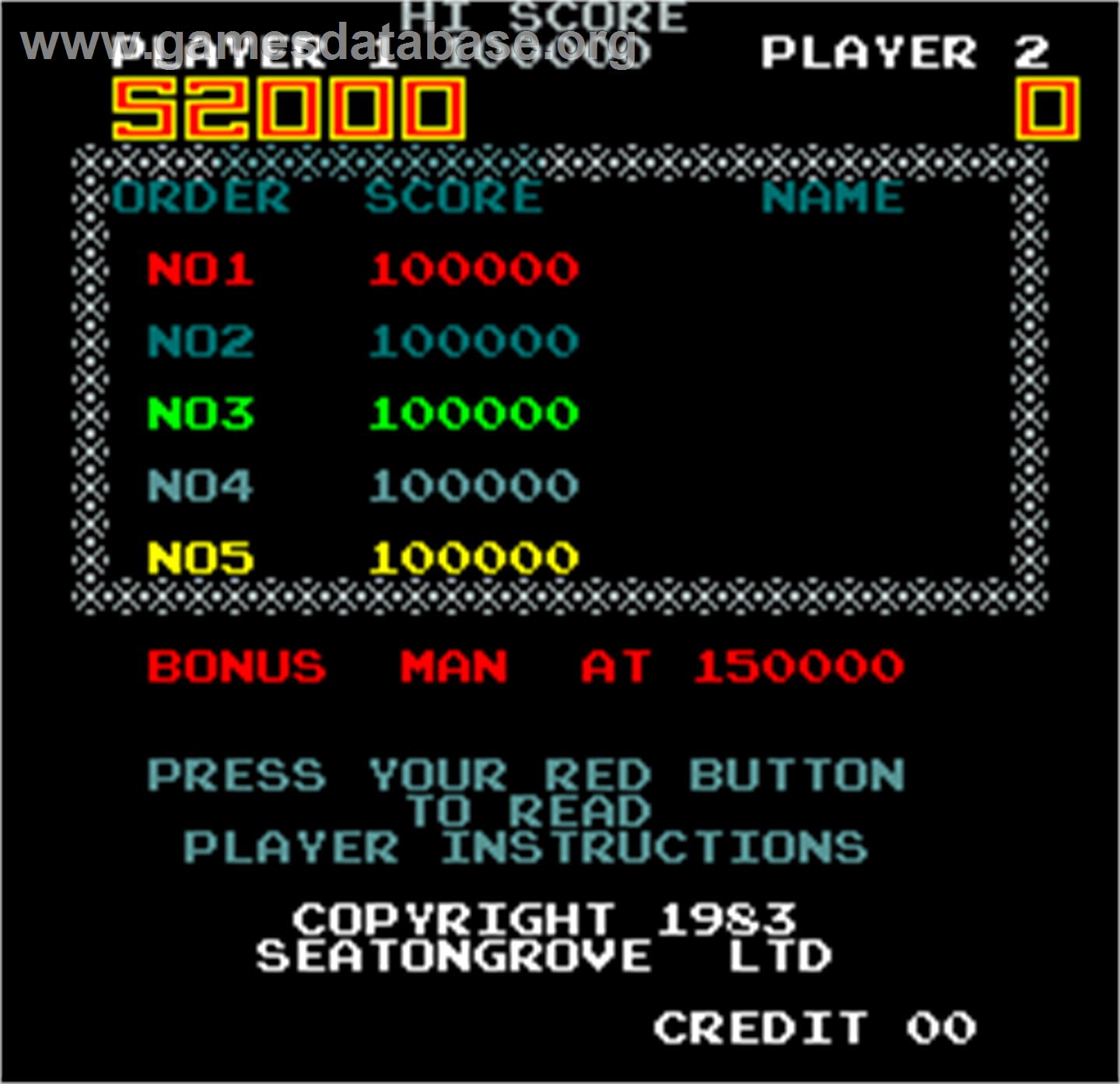 Hero - Arcade - Artwork - High Score Screen