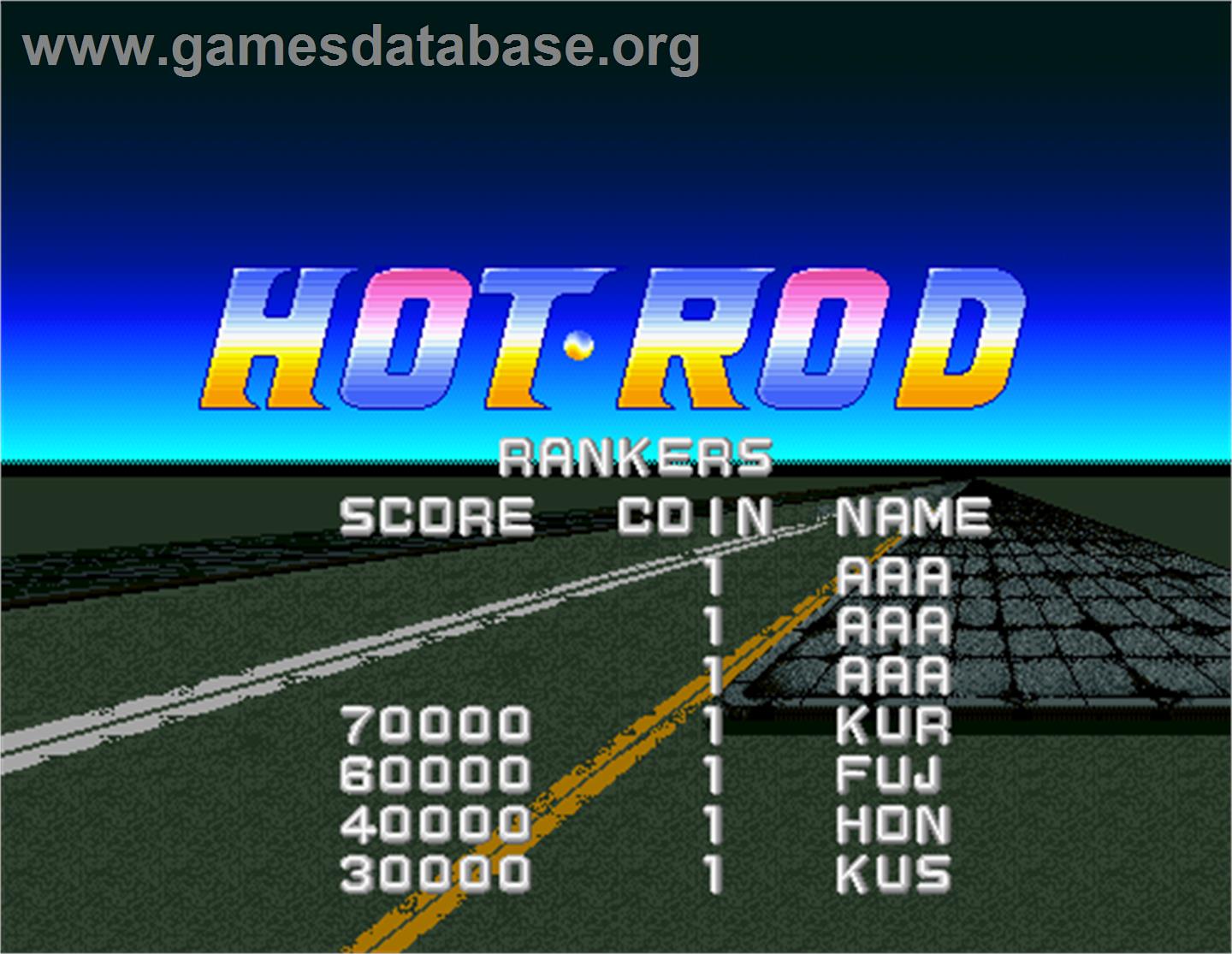 Hot Rod - Arcade - Artwork - High Score Screen