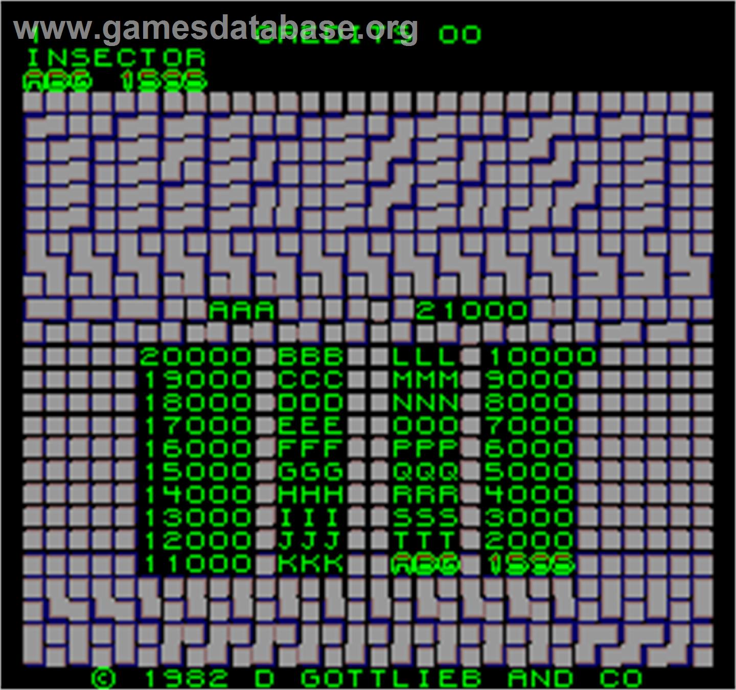 Insector - Arcade - Artwork - High Score Screen