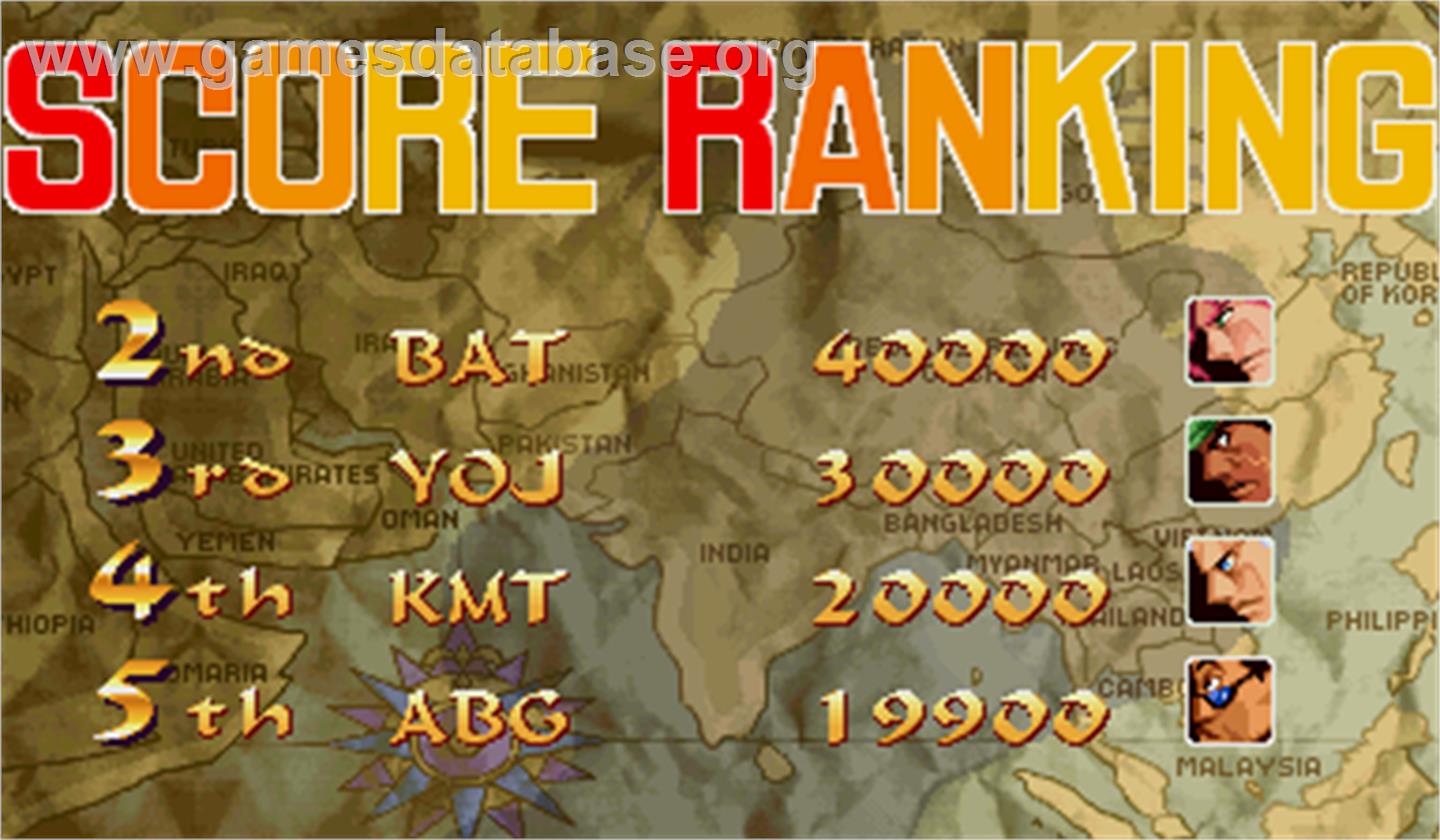 JoJo no Kimyouna Bouken - Arcade - Artwork - High Score Screen