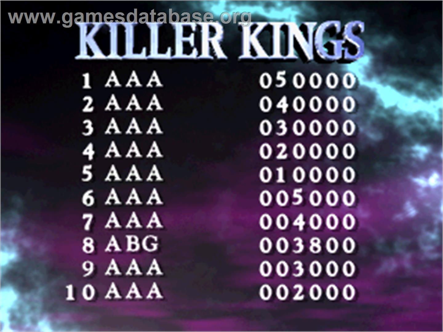 Killer Instinct - Arcade - Artwork - High Score Screen