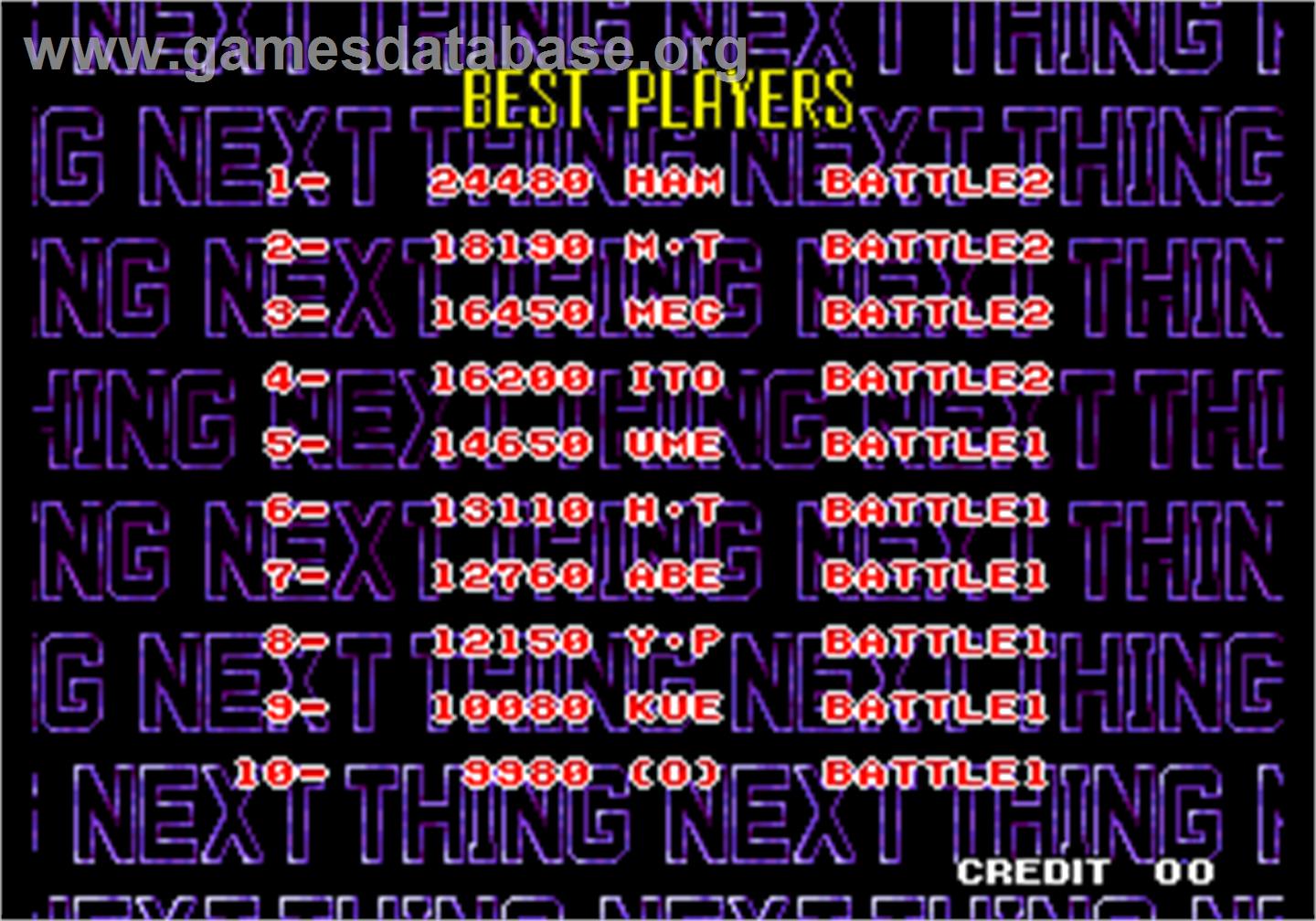 King of the Monsters 2 - The Next Thing - Arcade - Artwork - High Score Screen