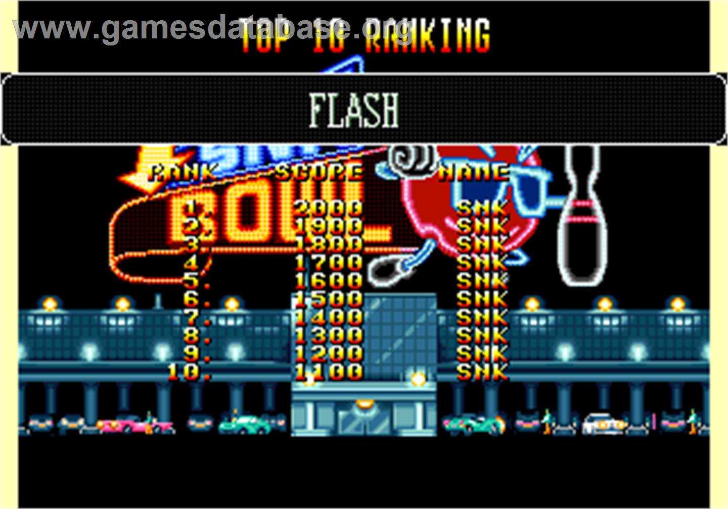 League Bowling - Arcade - Artwork - High Score Screen