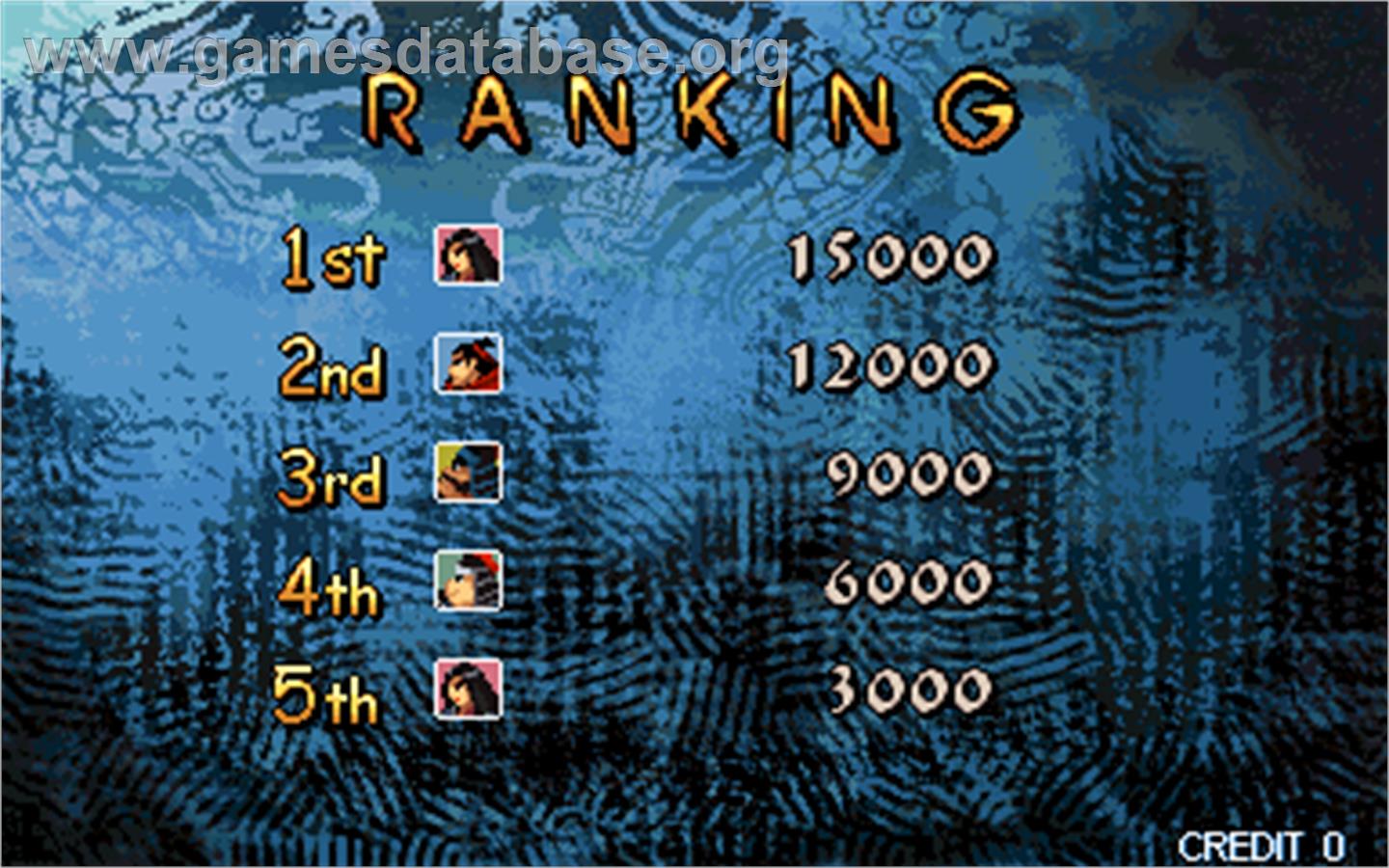 Legend of Heroes - Arcade - Artwork - High Score Screen