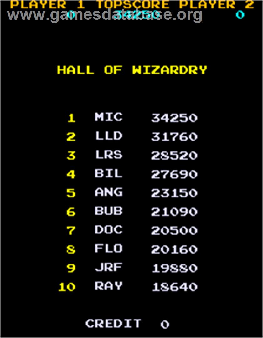 Lizard Wizard - Arcade - Artwork - High Score Screen