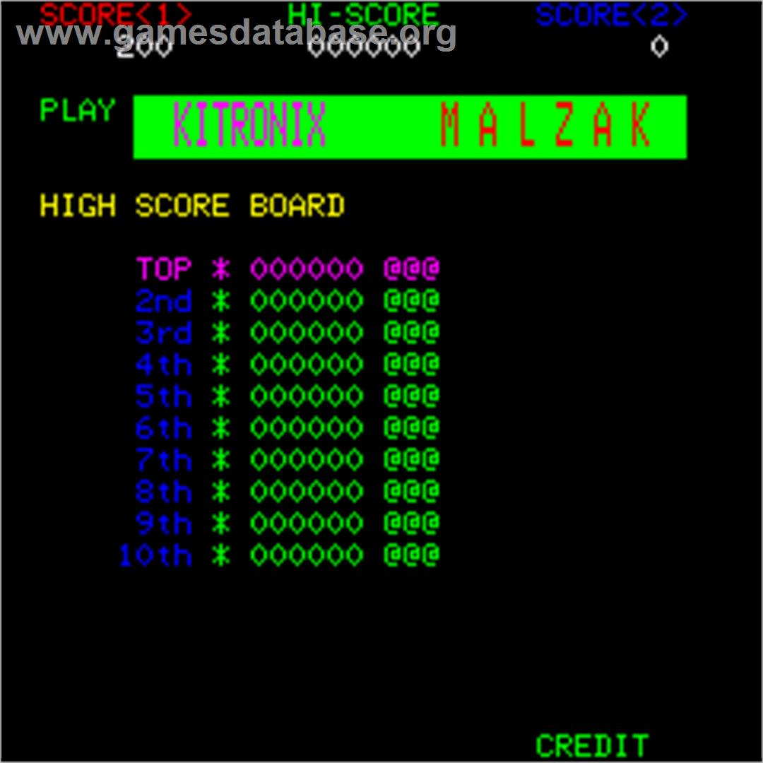 Malzak II - Arcade - Artwork - High Score Screen