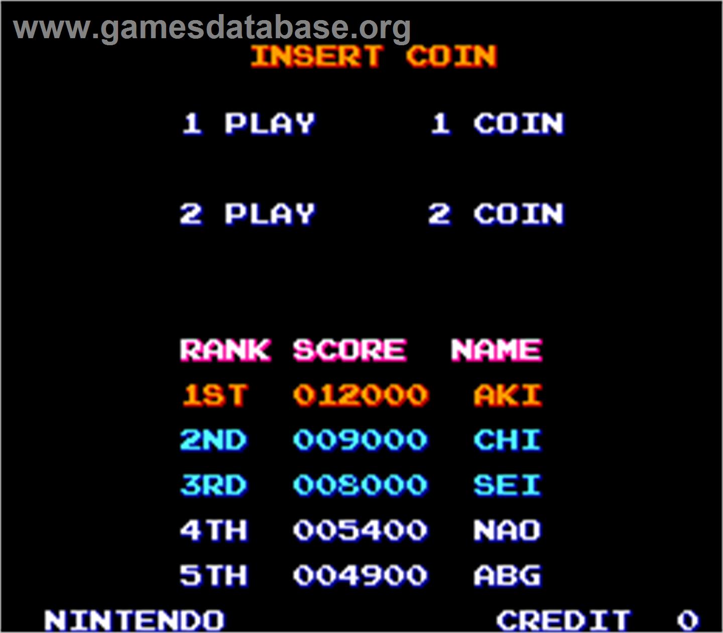Mario Bros. - Arcade - Artwork - High Score Screen