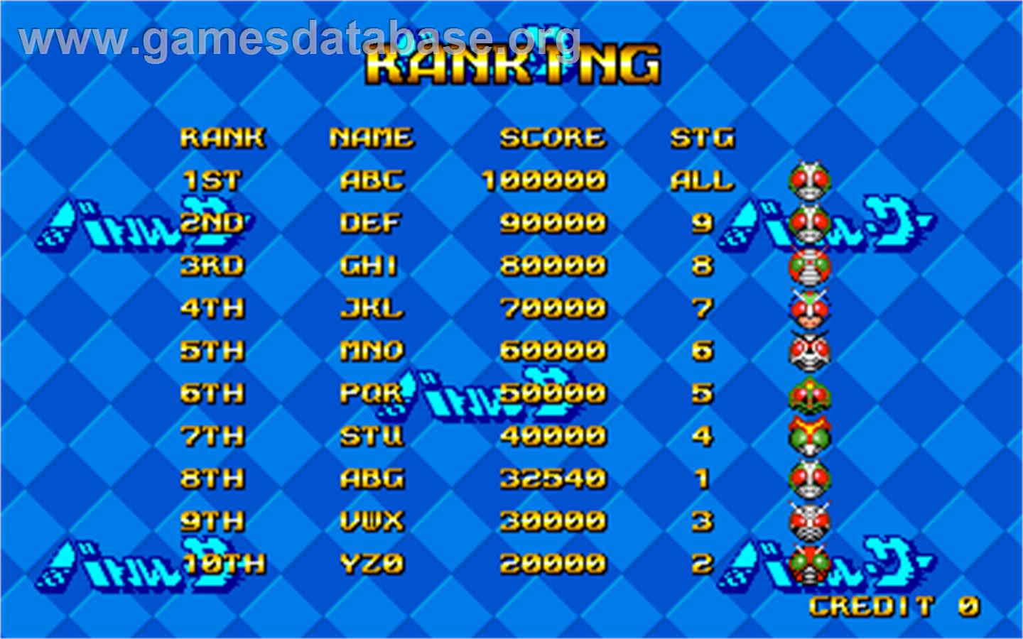 Masked Riders Club Battle Race - Arcade - Artwork - High Score Screen