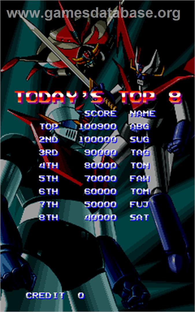 Mazinger Z - Arcade - Artwork - High Score Screen