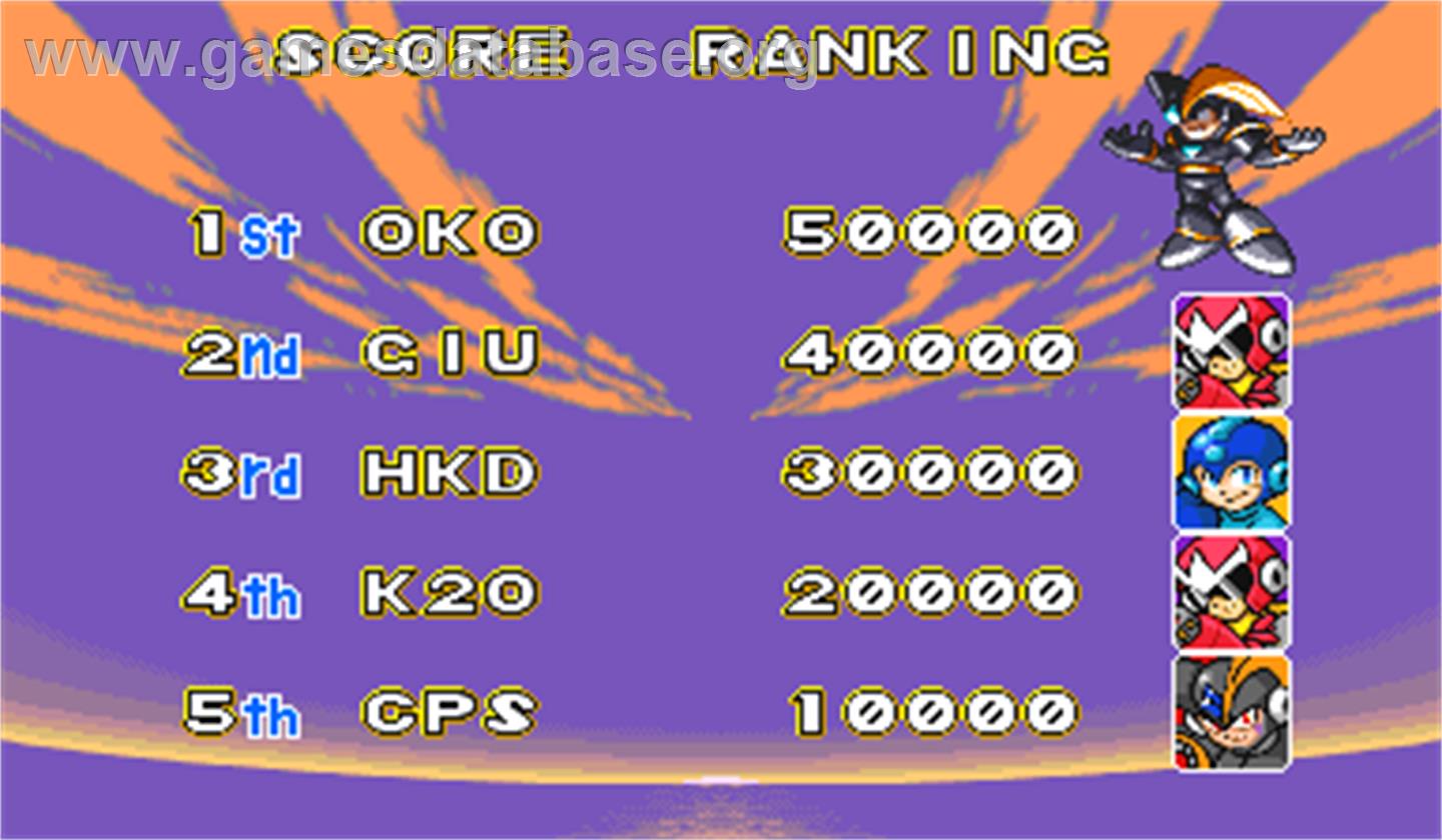Mega Man - The Power Battle - Arcade - Artwork - High Score Screen