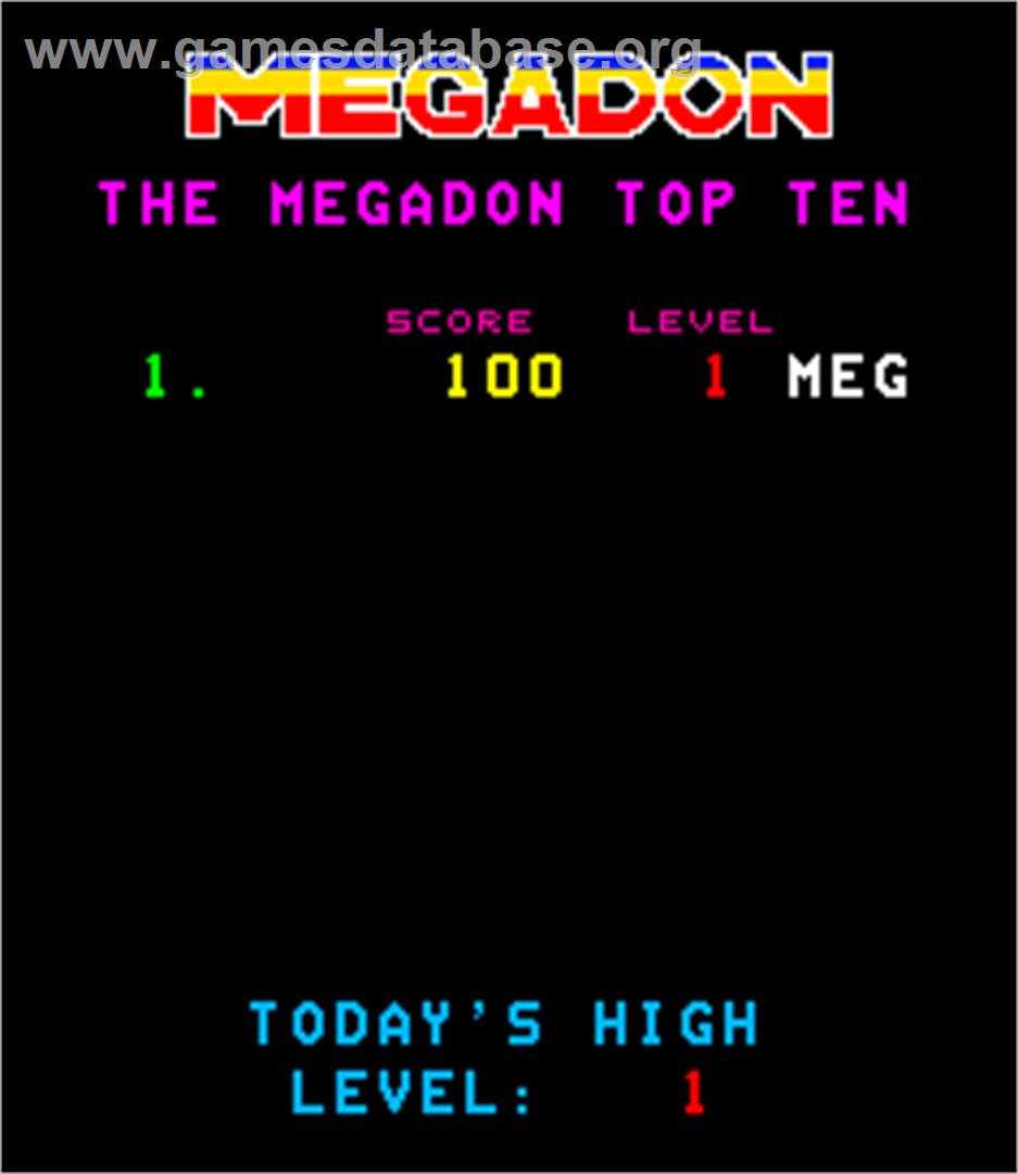 Megadon - Arcade - Artwork - High Score Screen