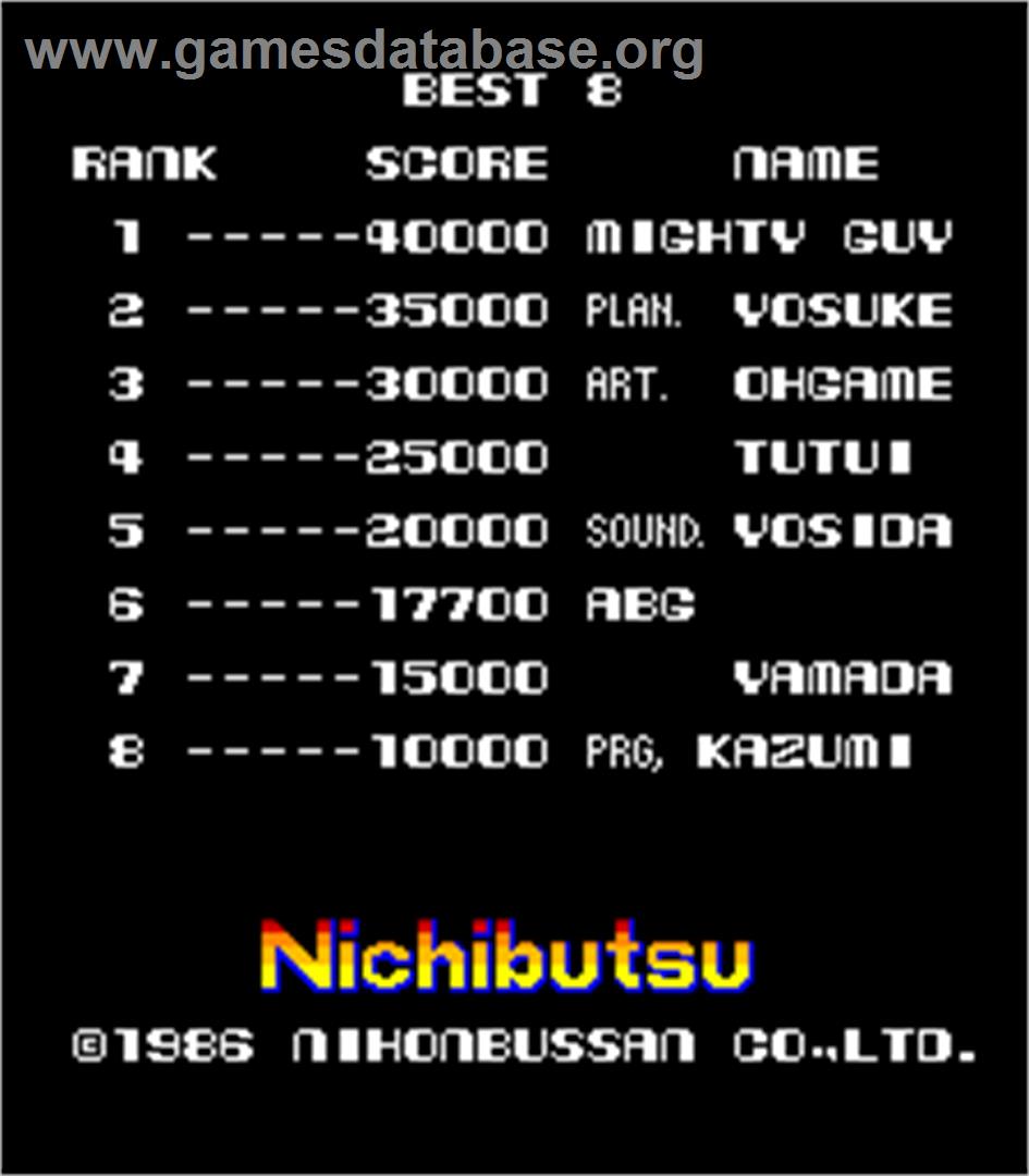 Mighty Guy - Arcade - Artwork - High Score Screen
