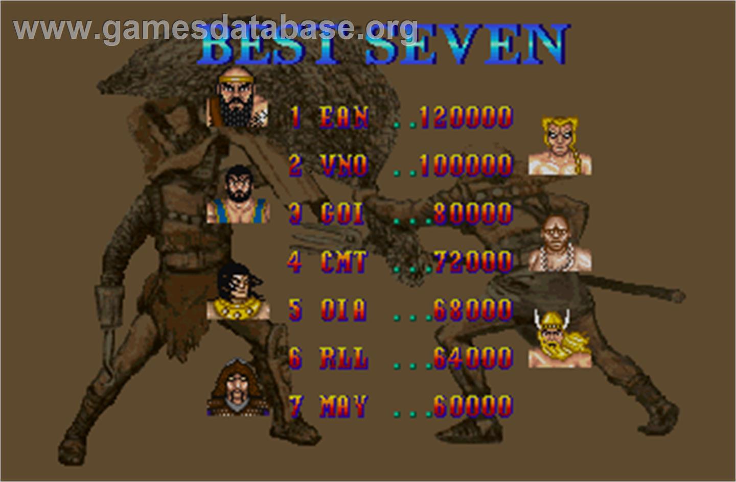 Mighty Warriors - Arcade - Artwork - High Score Screen