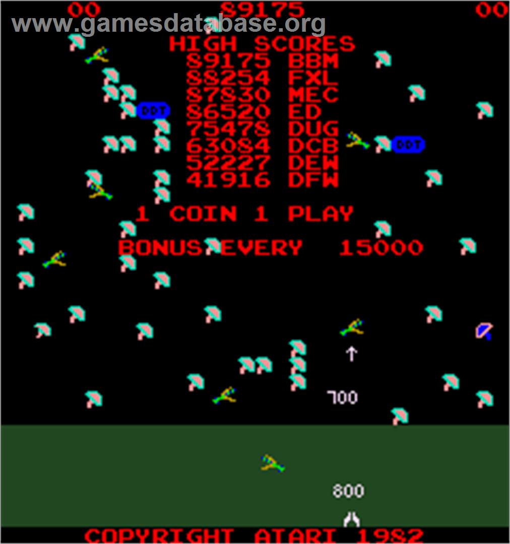 Millipede - Arcade - Artwork - High Score Screen