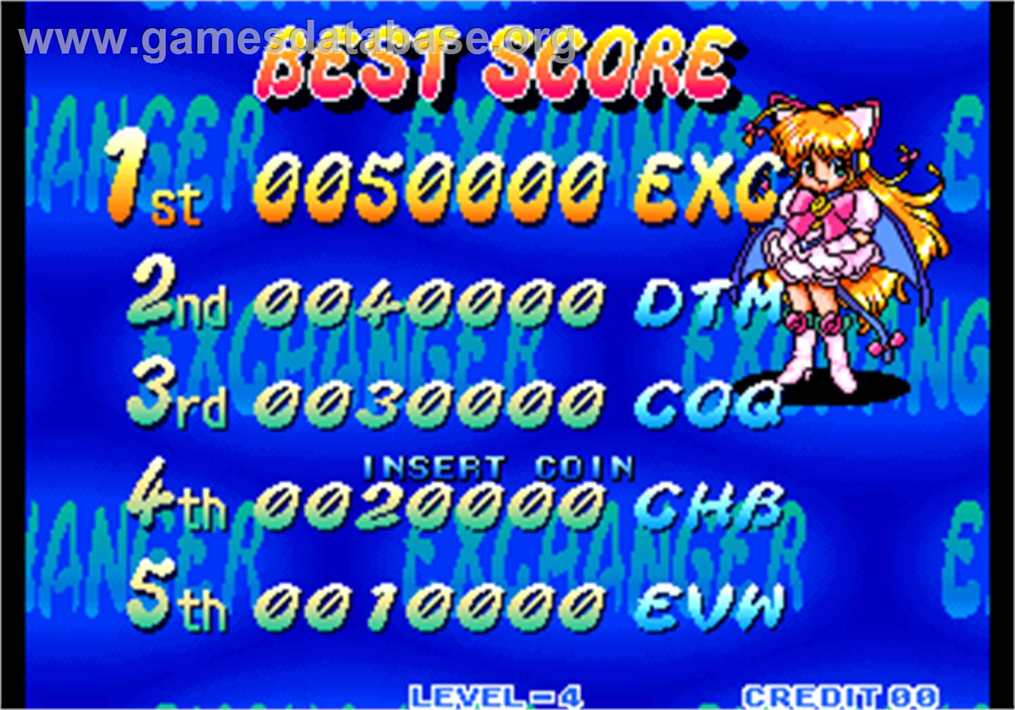 Money Puzzle Exchanger / Money Idol Exchanger - Arcade - Artwork - High Score Screen