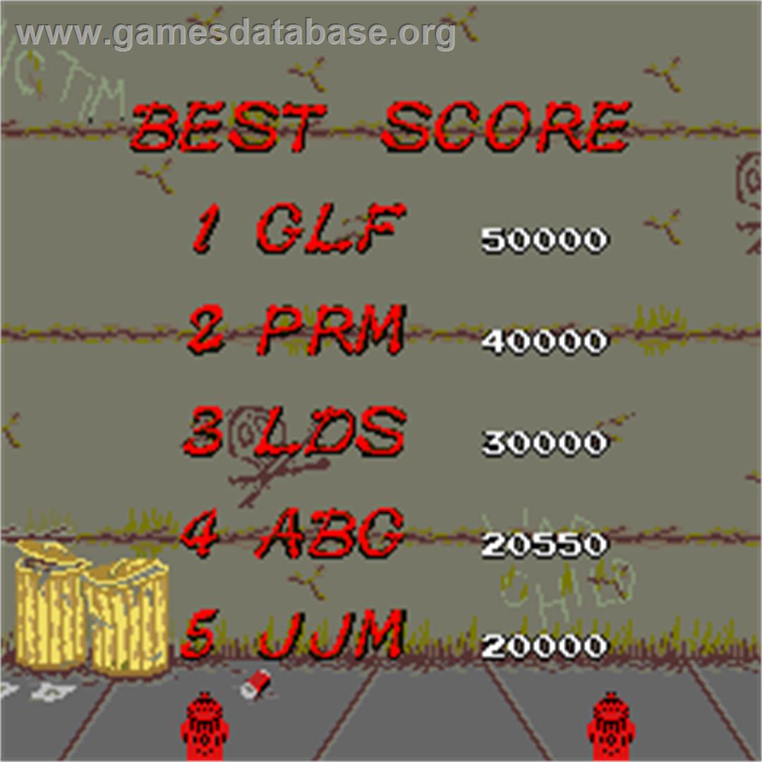 Nekketsu Kouha Kunio-kun - Arcade - Artwork - High Score Screen