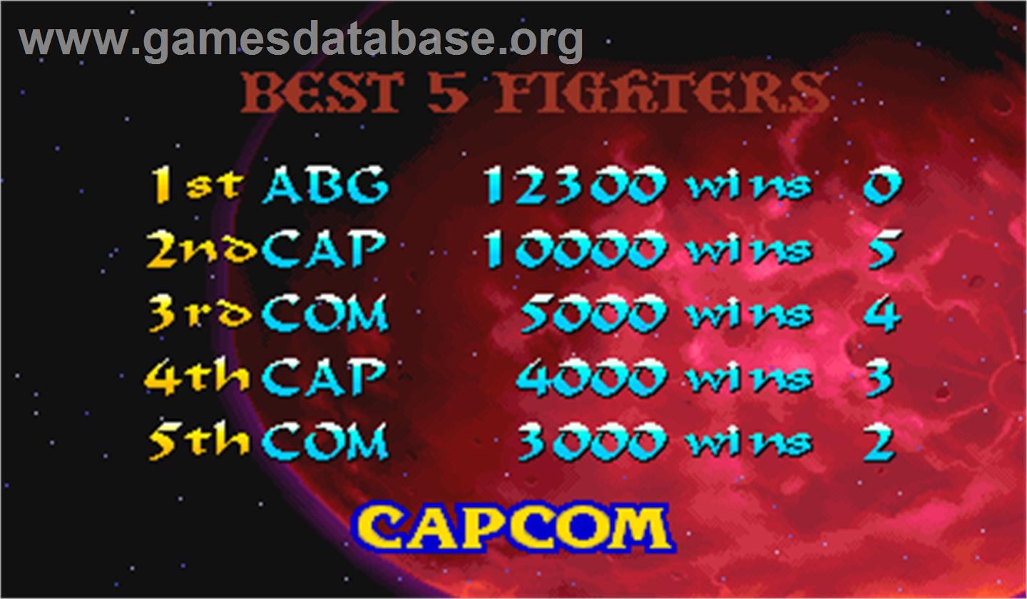 Night Warriors: Darkstalkers' Revenge - Arcade - Artwork - High Score Screen