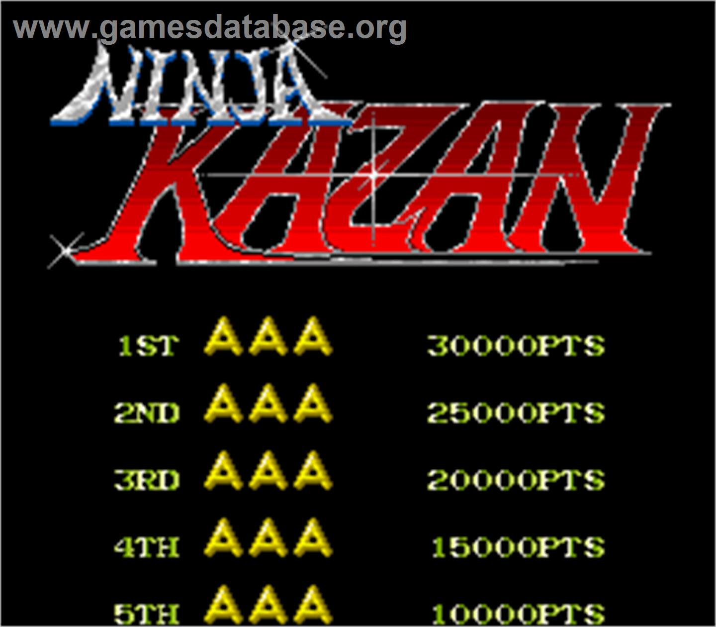 Ninja Kazan - Arcade - Artwork - High Score Screen