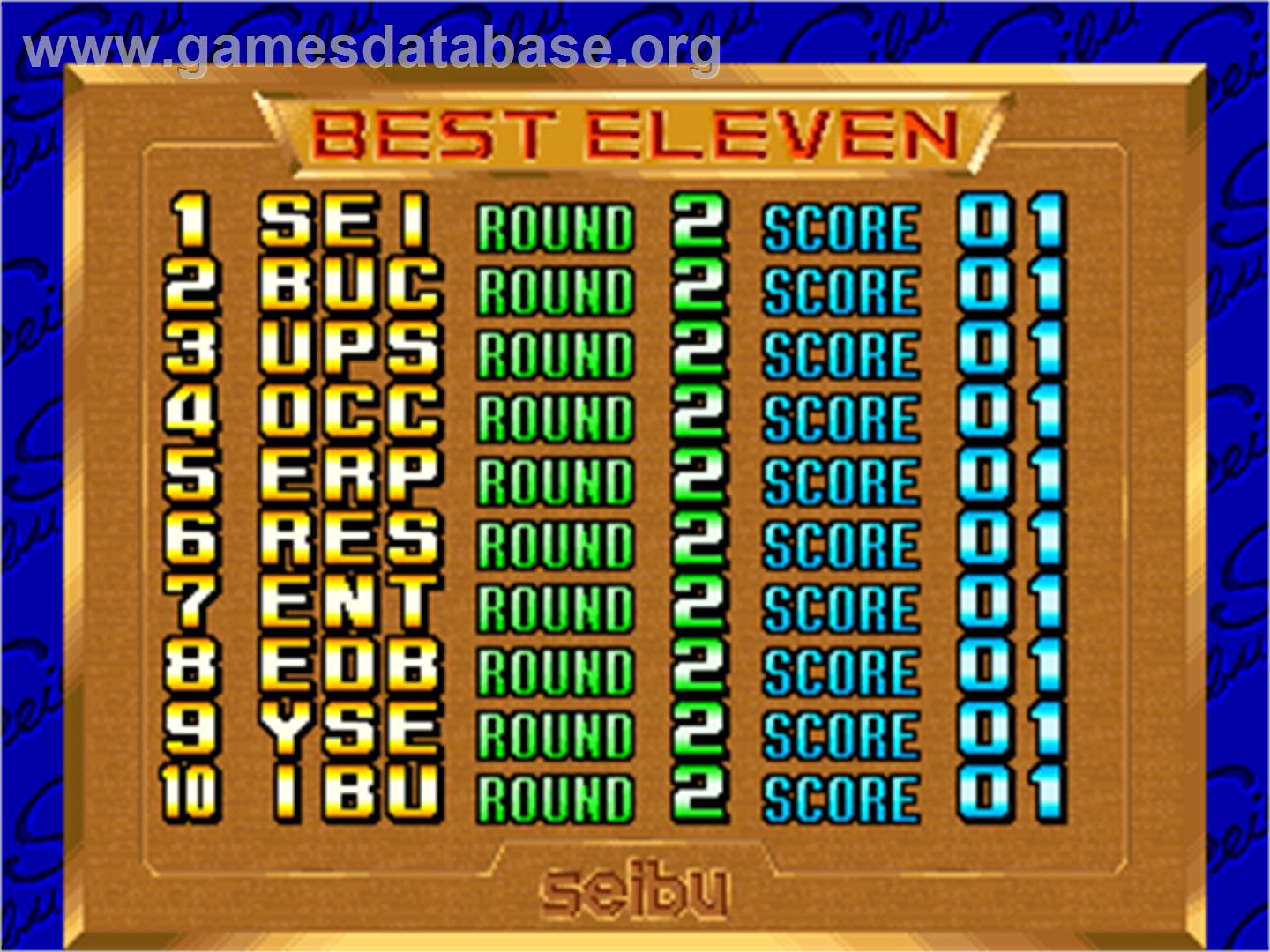 Olympic Soccer '92 - Arcade - Artwork - High Score Screen