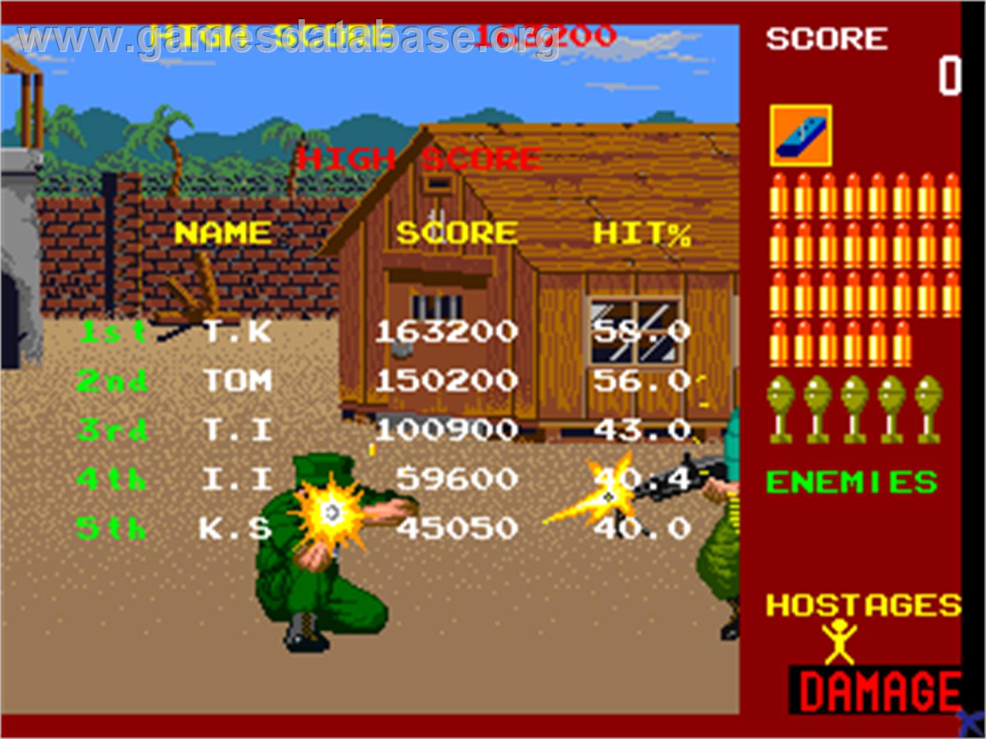 Operation Wolf - Arcade - Artwork - High Score Screen