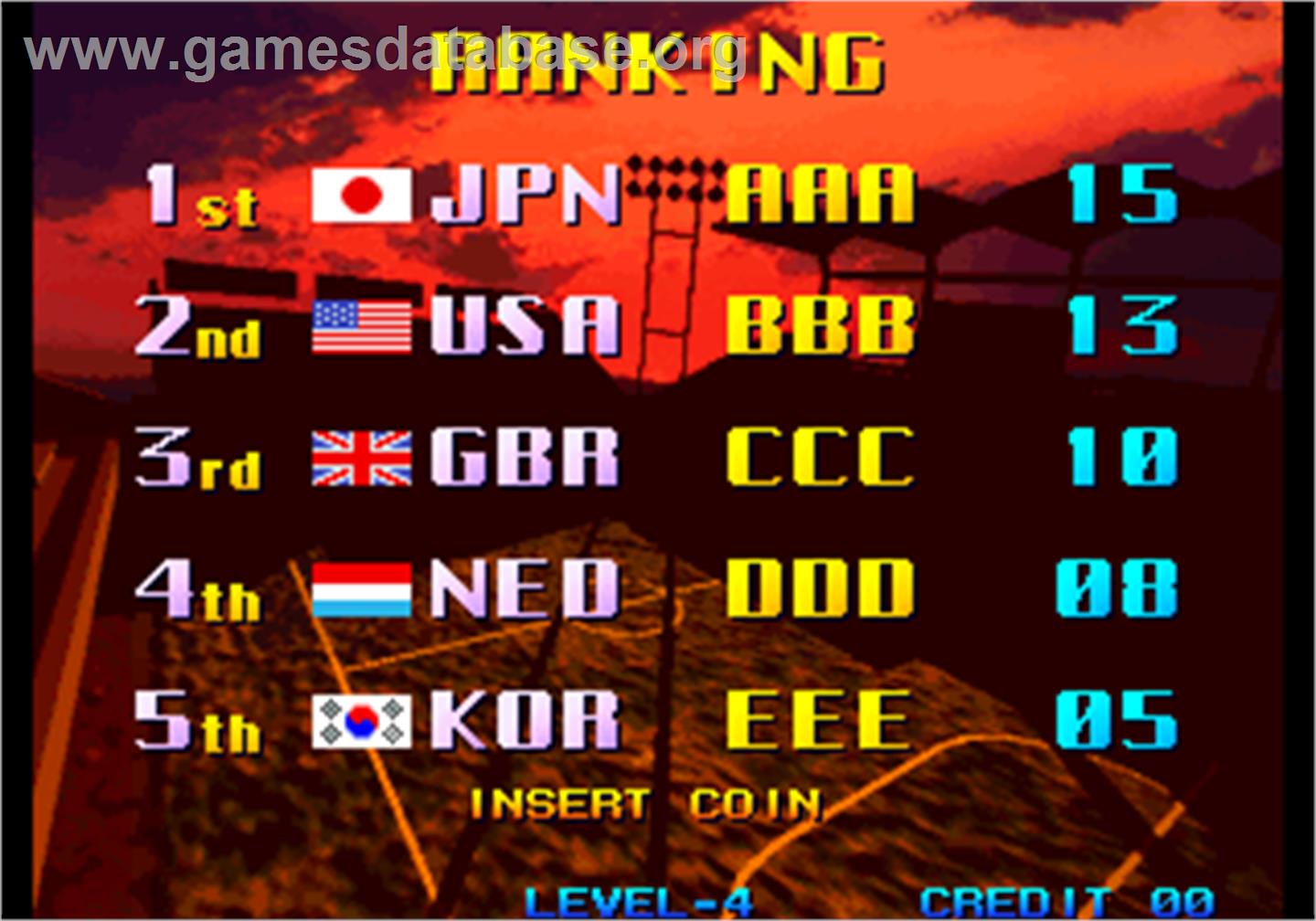 Pleasure Goal / Futsal - 5 on 5 Mini Soccer - Arcade - Artwork - High Score Screen