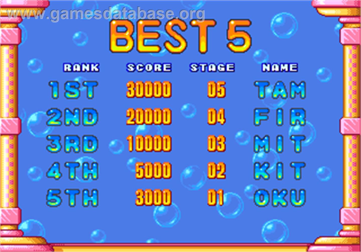 Pururun - Arcade - Artwork - High Score Screen