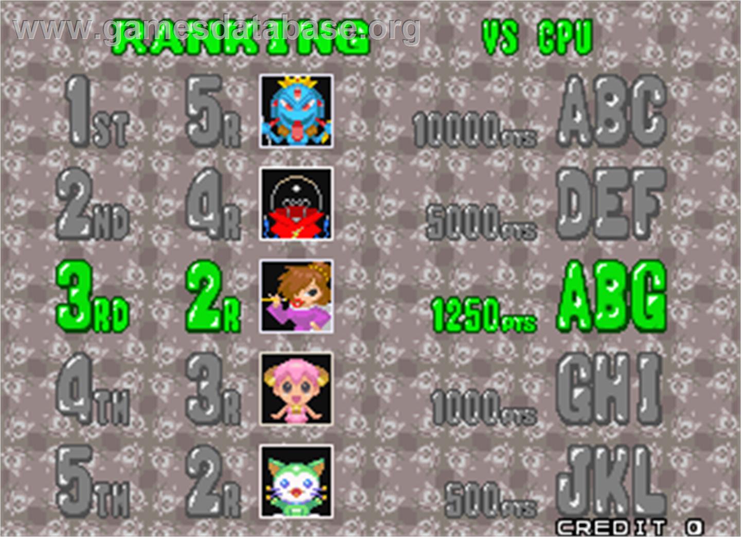 Puzzle Bobble 2X - Arcade - Artwork - High Score Screen