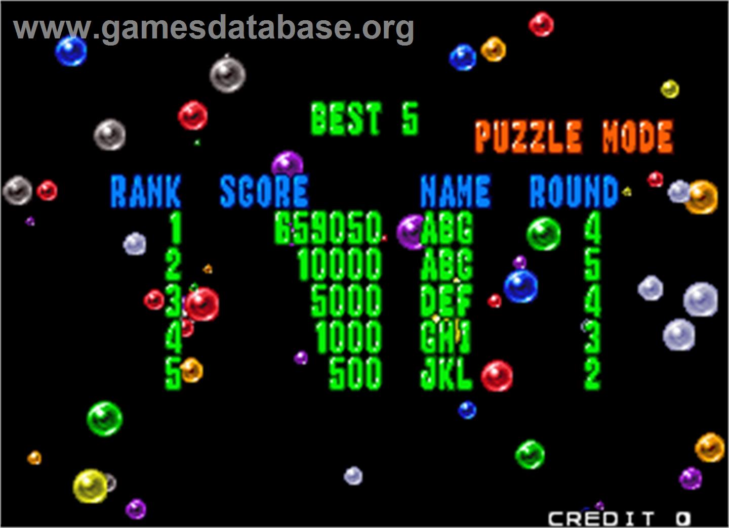 Puzzle Bobble 2 - Arcade - Artwork - High Score Screen