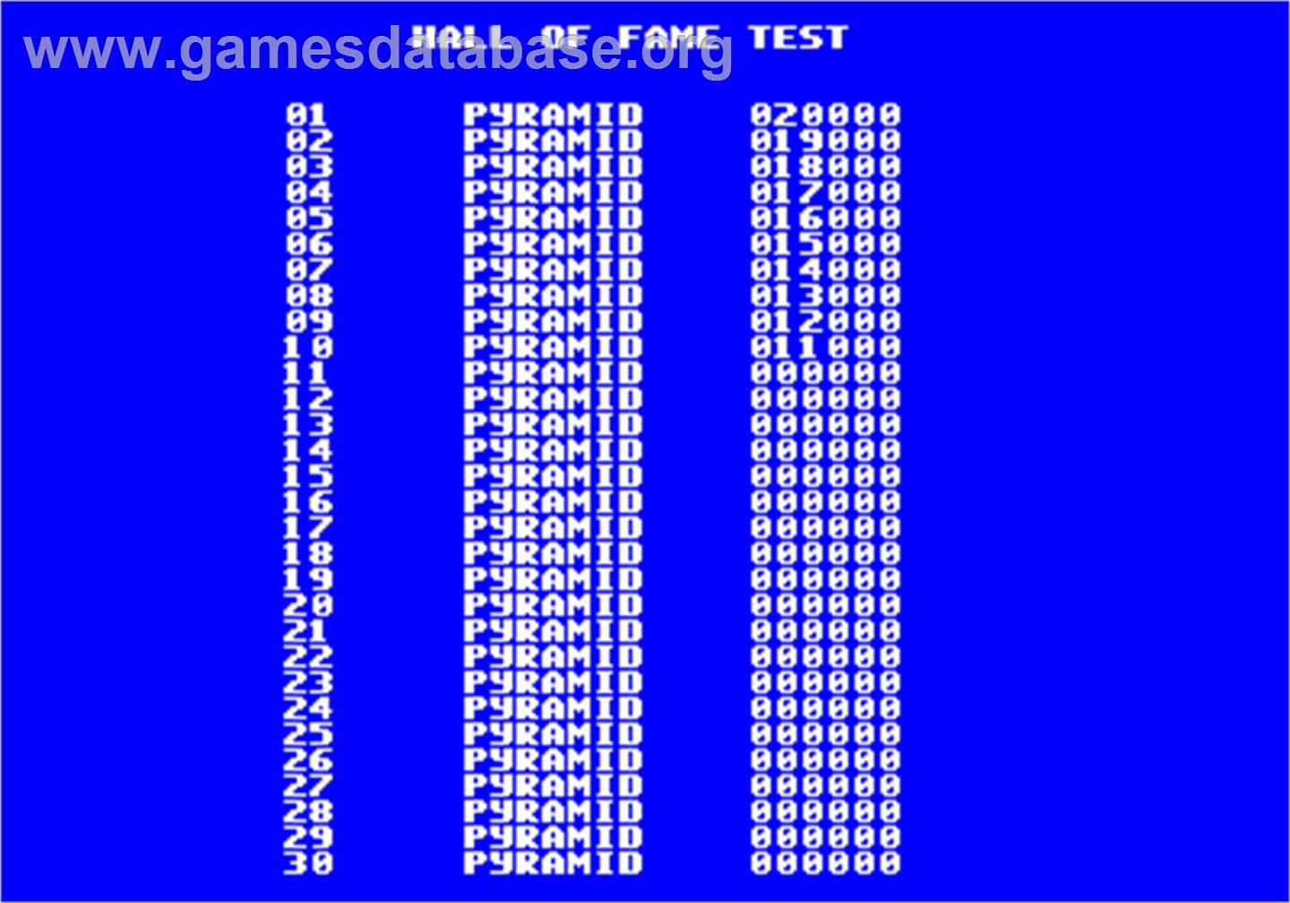 Pyramid - Arcade - Artwork - High Score Screen