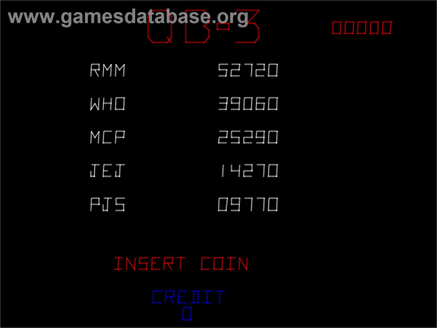 QB-3 - Arcade - Artwork - High Score Screen