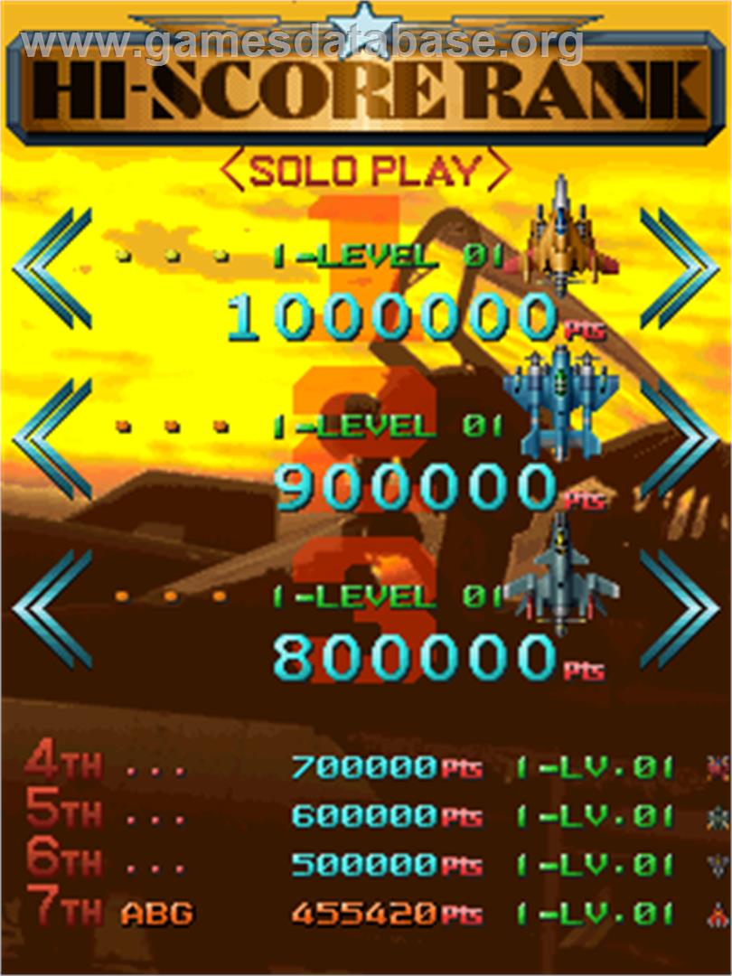 Raiden Fighters Jet - Arcade - Artwork - High Score Screen