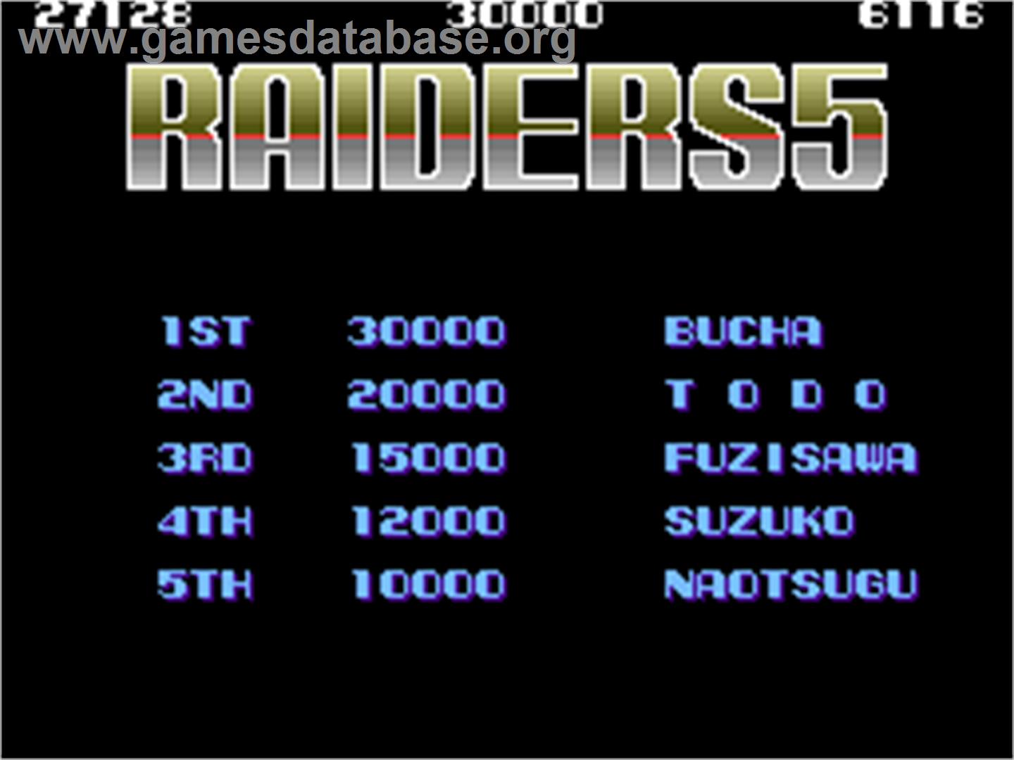 Raiders5 - Arcade - Artwork - High Score Screen