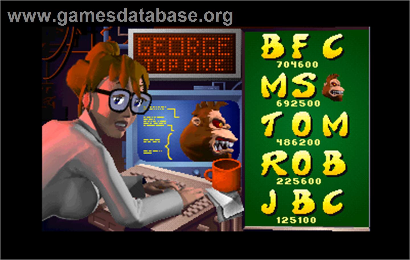 Rampage: World Tour - Arcade - Artwork - High Score Screen