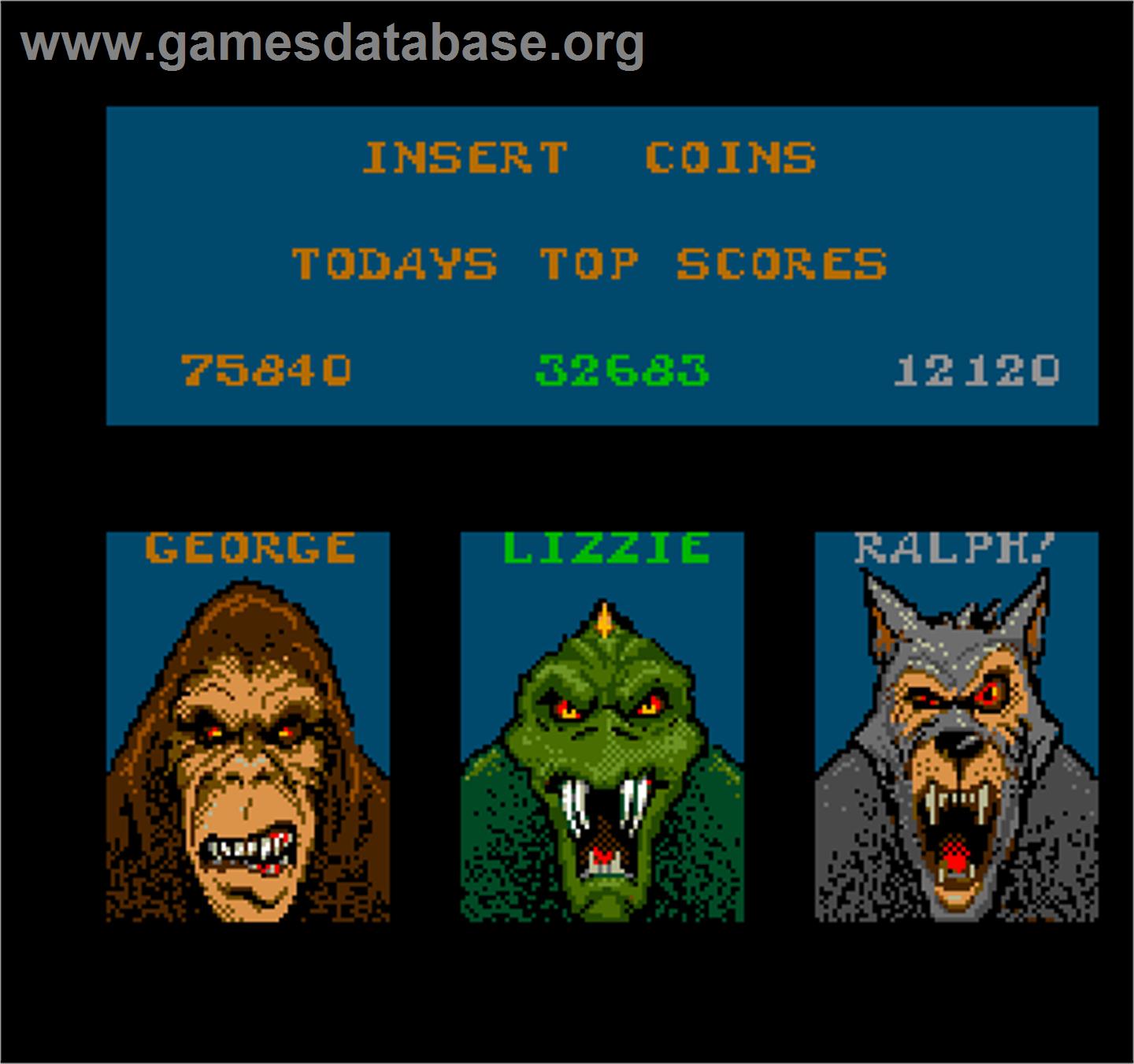 Rampage - Arcade - Artwork - High Score Screen