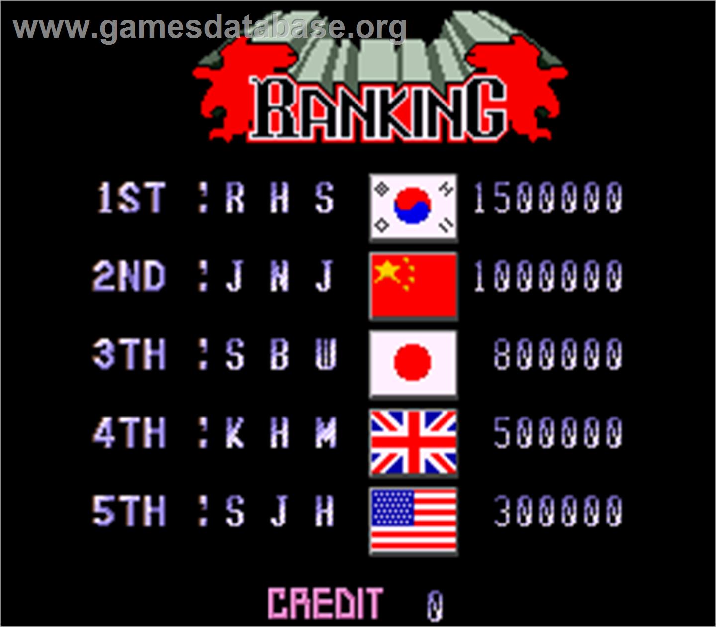 Red Hawk - Arcade - Artwork - High Score Screen