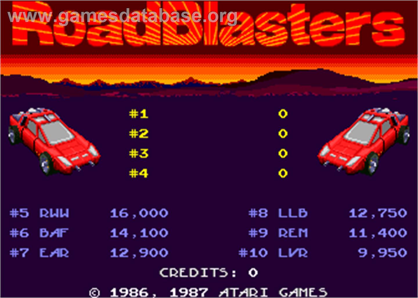 Road Blasters - Arcade - Artwork - High Score Screen