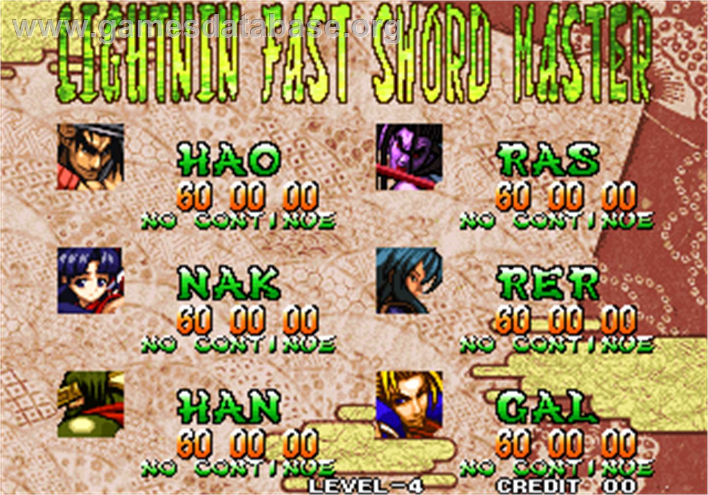 Samurai Shodown V Special / Samurai Spirits Zero Special - Arcade - Artwork - High Score Screen
