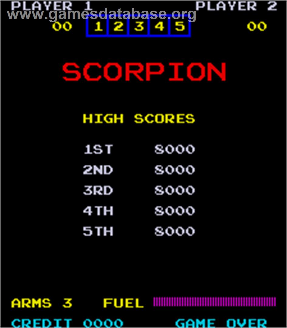Scorpion - Arcade - Artwork - High Score Screen